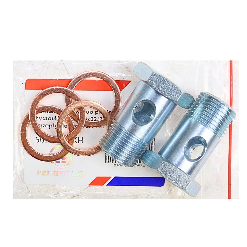 Complete set of hydraulic overflow screws M18x1.5x32/38 with increased flow 3-hole PZL Hydral