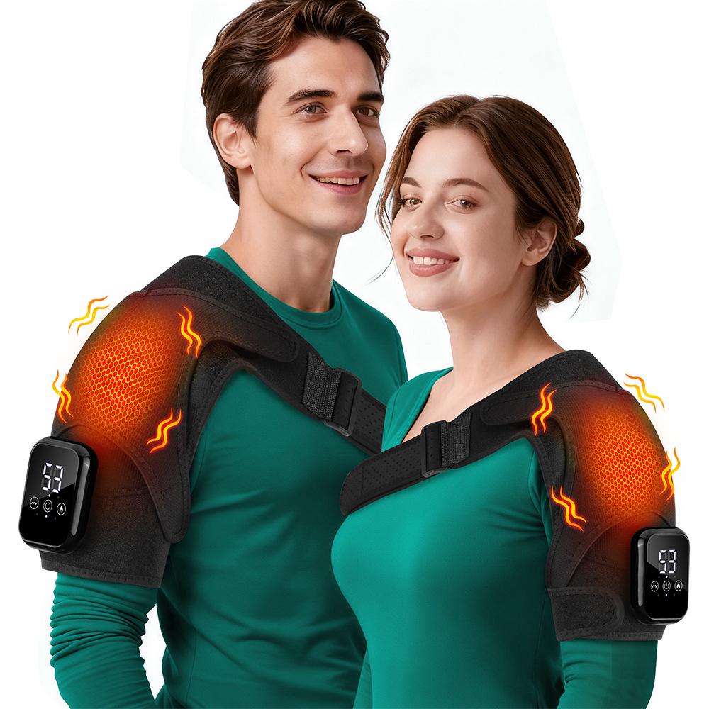 Vibrating Heated Shoulder Pad: 3 Vibration Modes & Heat Levels for Physiotherapy Massage