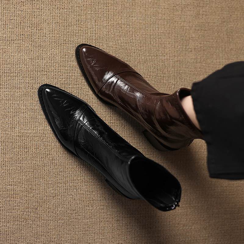 Krazing Po Microfiber Winter Pointed Toe Size 33 Western Boots Size 43 Concise Style Beauty Lady Med Heels Ankle Boots