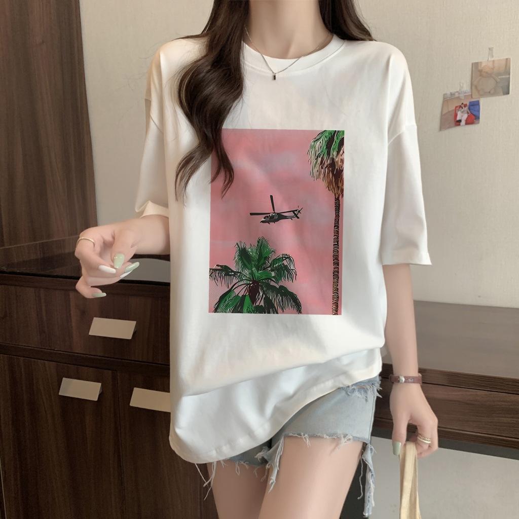 Cotton Printed Summer Short Sleeve T-Shirt Women's Loose