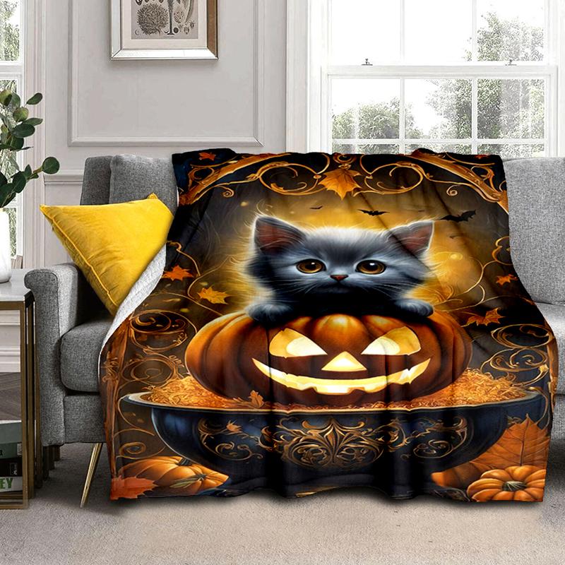1PC Cute Cat, Cartoon Blanket, All Season Lightweight Home Office Outdoor Nap Multifunctional Blanket