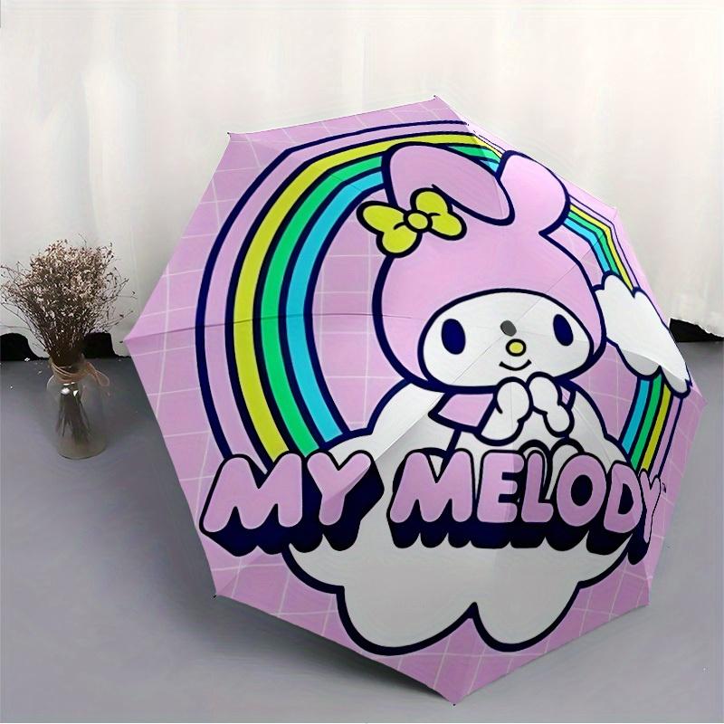 My Melody Sanrio Automatic Folding Umbrella with Sturdy Iron Frame, Portable Compact Travel Umbrella All-Season Use Parties 0807040