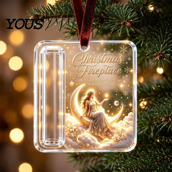 Money Holder Ornament Christmas Acrylic Ornament, Xmas Holiday Cash Present with Slot, Tree Hanging Gift Decoration