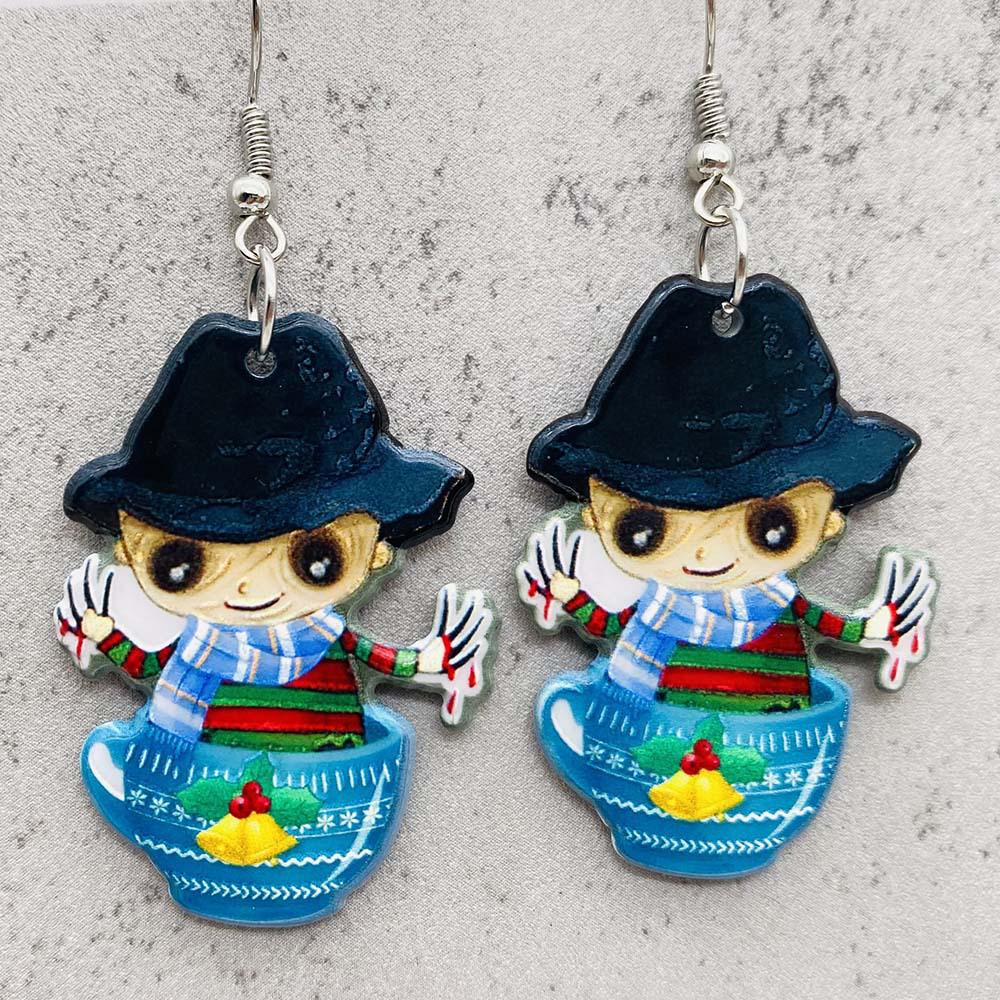 

New Halloween & Christmas Tree Teacup Doll Acrylic Pendant Earrings