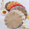 Set of 6 Round Placemats with Weave Design Heat-resistant Table Mats Washable with Corrugated Edge Non-slip Dining Table Mats