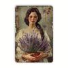 Charming Lavender Girl Vintage Metal Tin Sign - 8x12 Inch, Perfect for Home, Garden, Bar & Cafe Decor, Durable Iron Wall Art Wit
