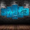 Group Of Sharks Deep Blue Sea 5 Piece Five Panel Wall Canvas Print Modern Art Poster Picture Home Decor Gift For Him For Her