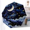 Moon Themed Folding Umbrella Fashion Auto-Open 8 Iron Ribs Plastic Handle Foldable Sunshade Perfect Christmas Gifts