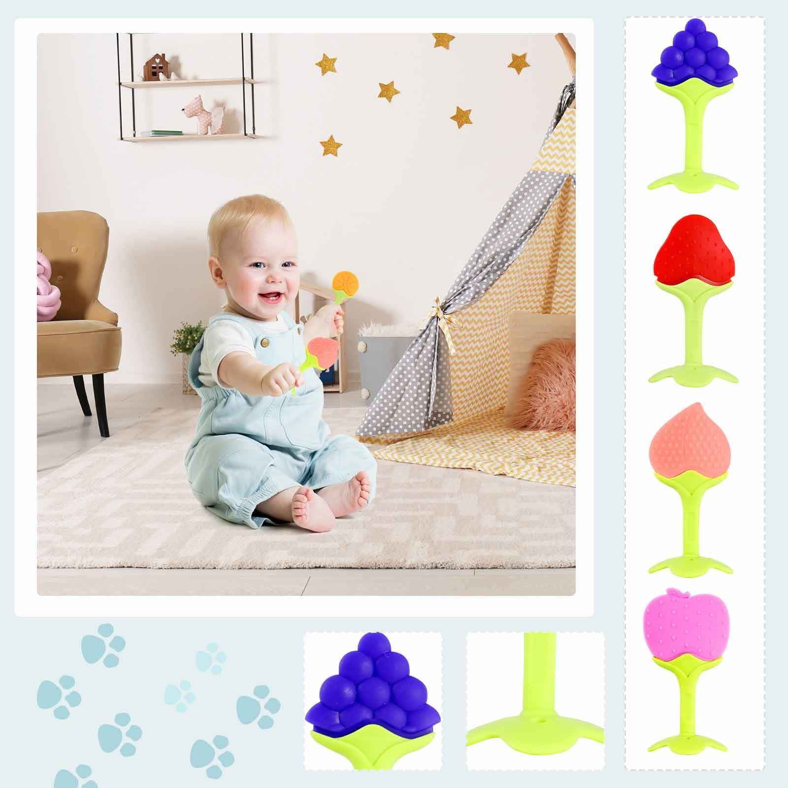 

Baby Teething Stick Three-dimensional Fruit Teether Baby Silicone Music Newborn Teething Device Soothing Chewing Toy