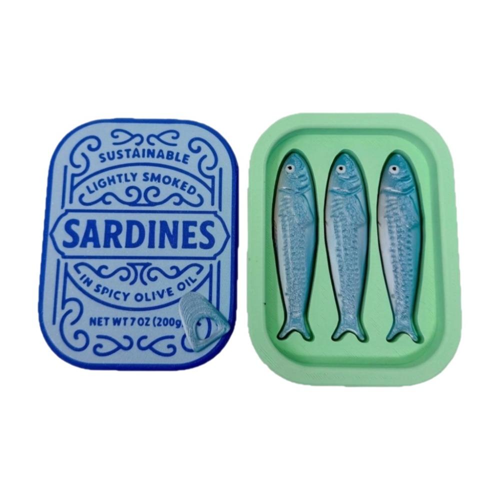 Cute Design Sardine Clicker Press Sound Device Sardine Tin Decompression Toy Bag Accessory