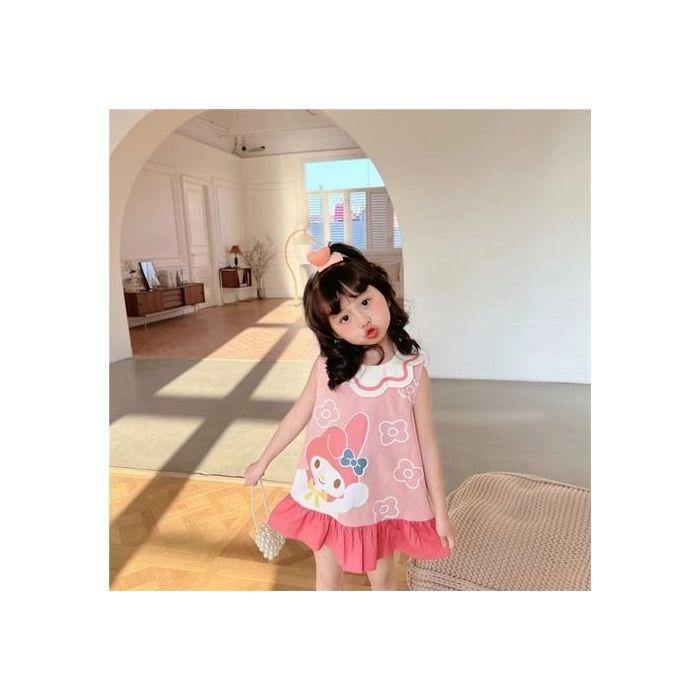 Girls Summer Dreamy Cartoon Sleeveless Ruffled Dress 90
