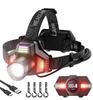 LED Headlamp [Exclusive Double-Sided COB Wide-Range Lighting] Ultra-Bright, Powerful, Digital Battery, USB Rechargeable, Sensor Headlamp, Helmet Light