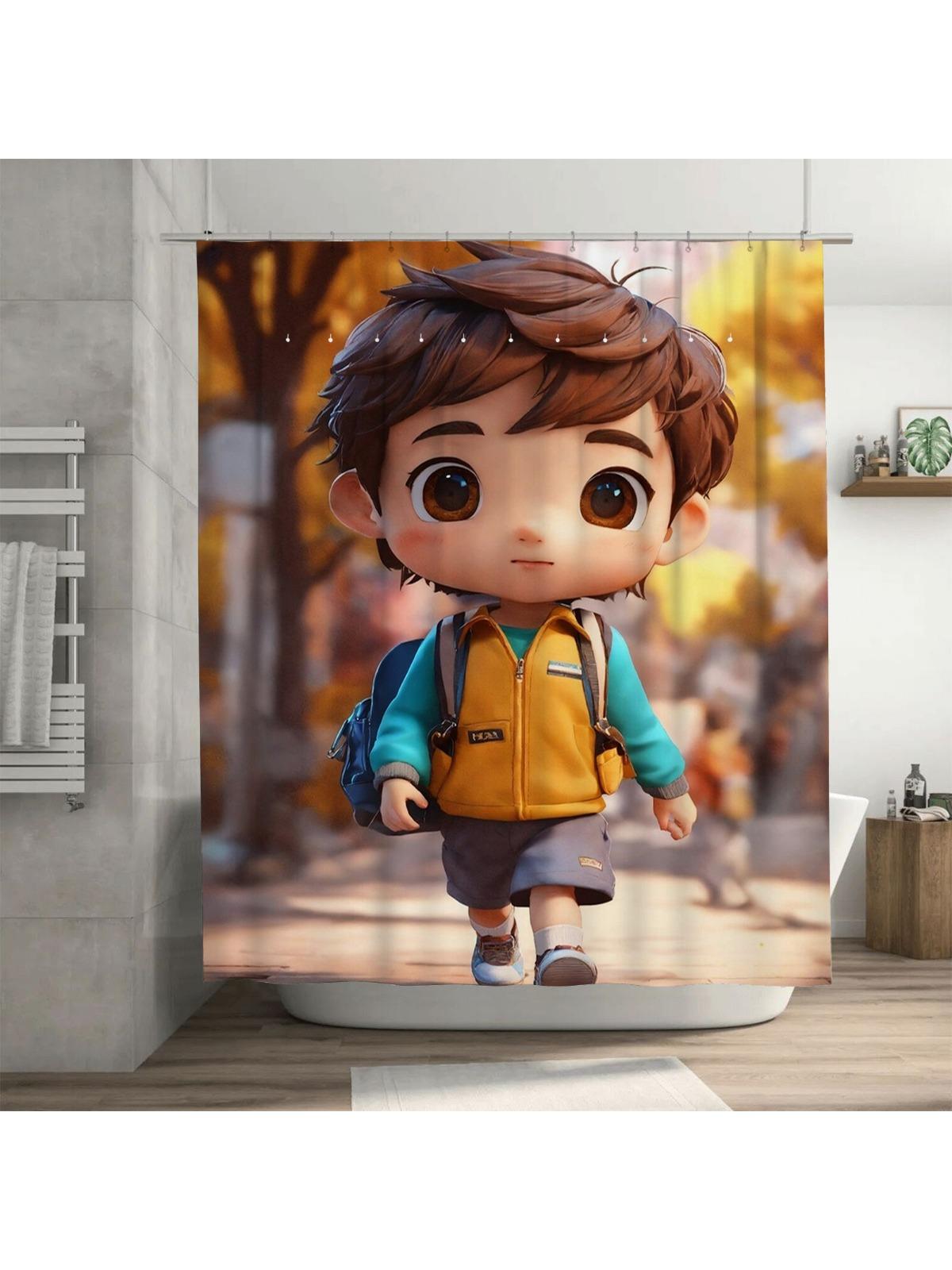 

Милый Мальчик с Рюкзаком Шторка для Душа | Очаровательный Декор для Ванной Комнаты Детей 90X180cm