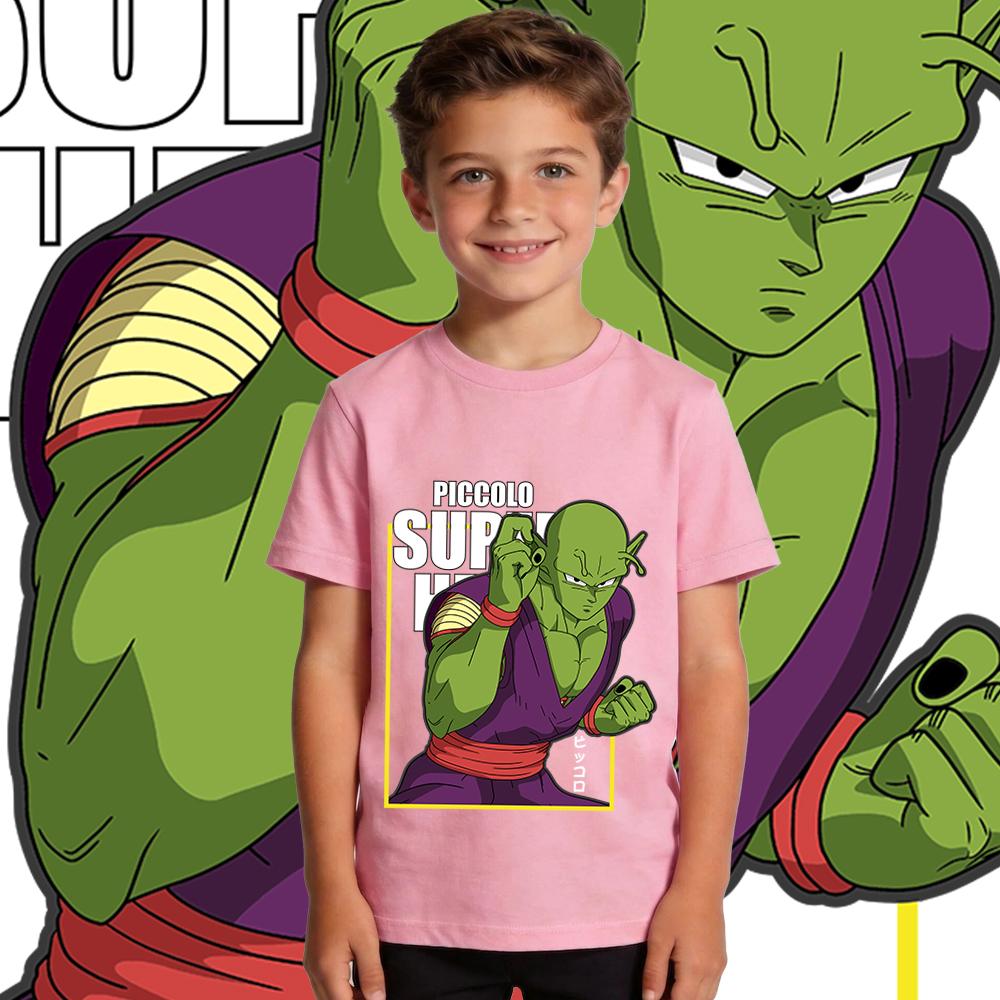 Dbz Piccolo Anime Print Cotton T Shirt Kids Boys Girls Casual Short Sleeve Tee Top Soft Breathable Summer Clothes