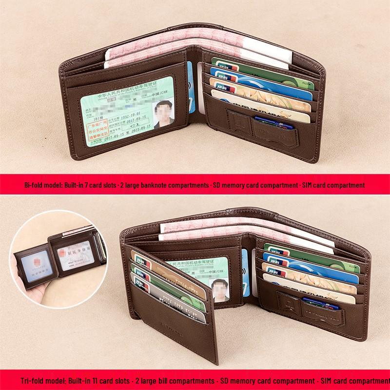 Herren 2025 Neuer Stil Rindsleder Geldbörse mit Geldklammer und Führerscheinfach