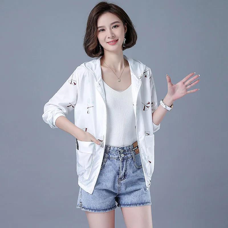 Women Jacket Spring Summer Thin Coat Oversized Women's Zipper Hooded Outwear Casual Loose Female Windbreaker