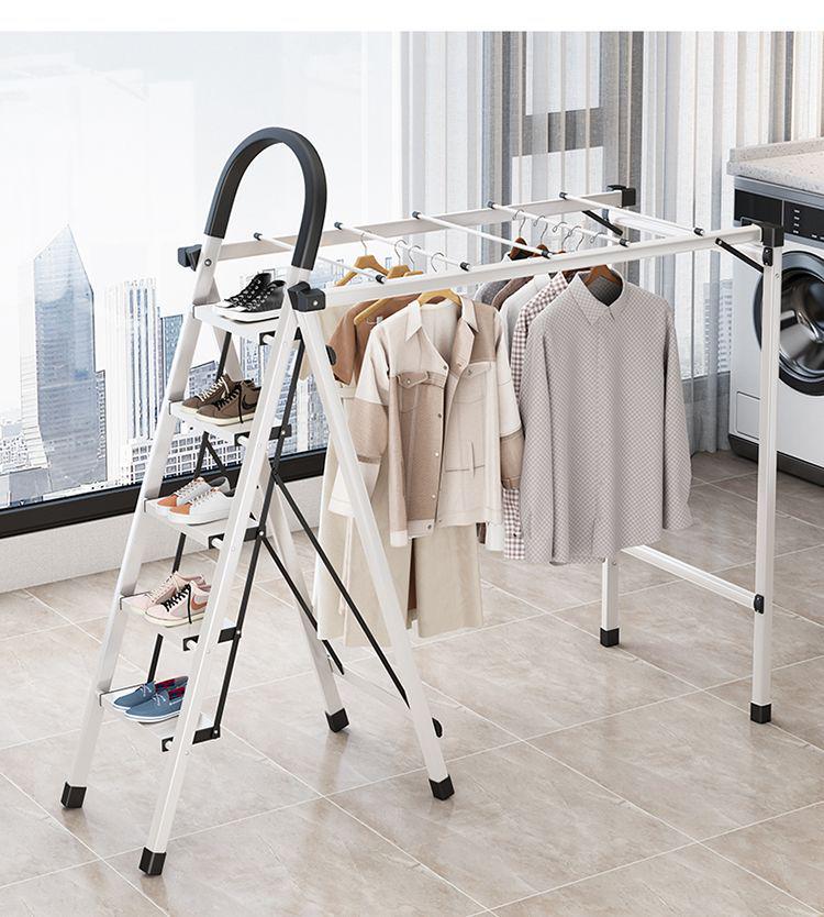 Multi-Functional Folding A-Frame Ladder and Drying Rack - Telescopic, Thickened Carbon Steel, No-Installation Required