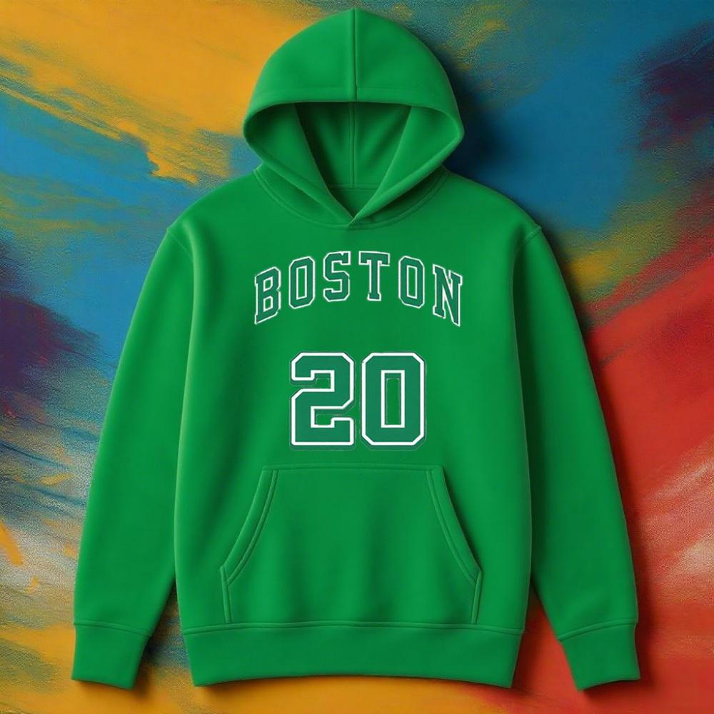 Lässiger Boston No20 Bedruckter Warmer Hoodie für Männer und Frauen Streetwear Herbst/Winter Bequemer Hoodie, Farbverblassungsbeständig, Alltagskleidung