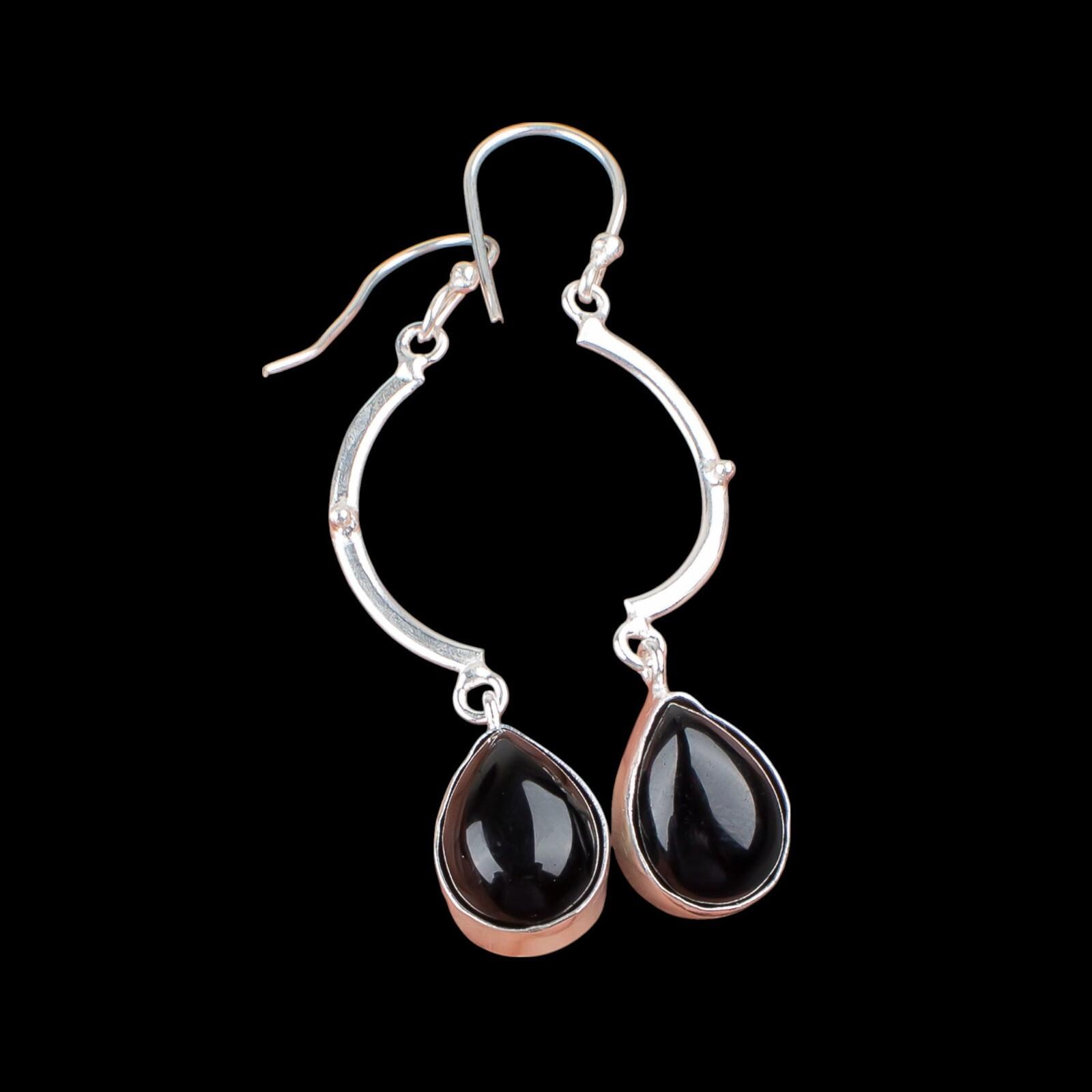 

Black Tourmaline Gemstone 925 Sterling Silver Jewelry Handcrafted Earrings 2.60 EE-43-19