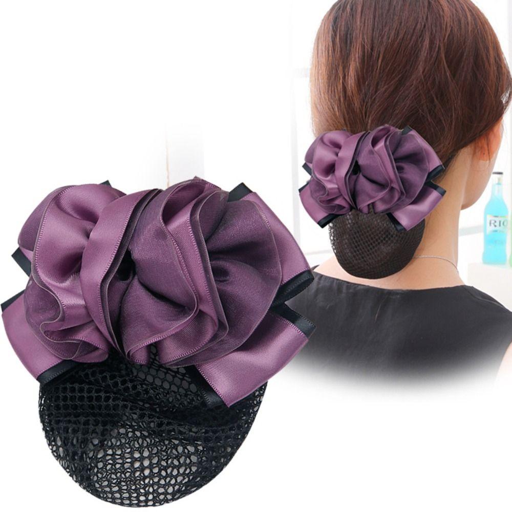 

Милый корейский пучок-снуд, изысканные заколки для волос, сетчатый цветочный пучок для волос, головной убор для стюардессы Style3-Fine mesh