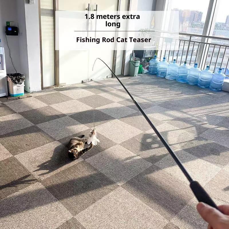 1/3/4Pcs Extended Four Section Telescopic Cat Stick 1.8M Extra Long Fishing Rod Resistant Feather Bell Cat Toy Pet Supplies