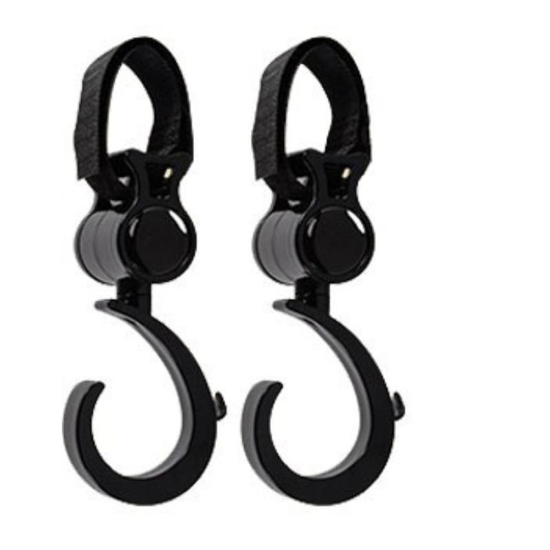 2pcs Rotatable Stroller Hook Adjustable Binding Belt Hanging Holder Multi Purpose Storage Hook For Baby Carriage Outdoor Walk