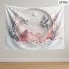 Moon Tranquility TapestryMinimalist Inkstyle Wall Covering of the Pink Mountains with the Plum Valley On a White Background