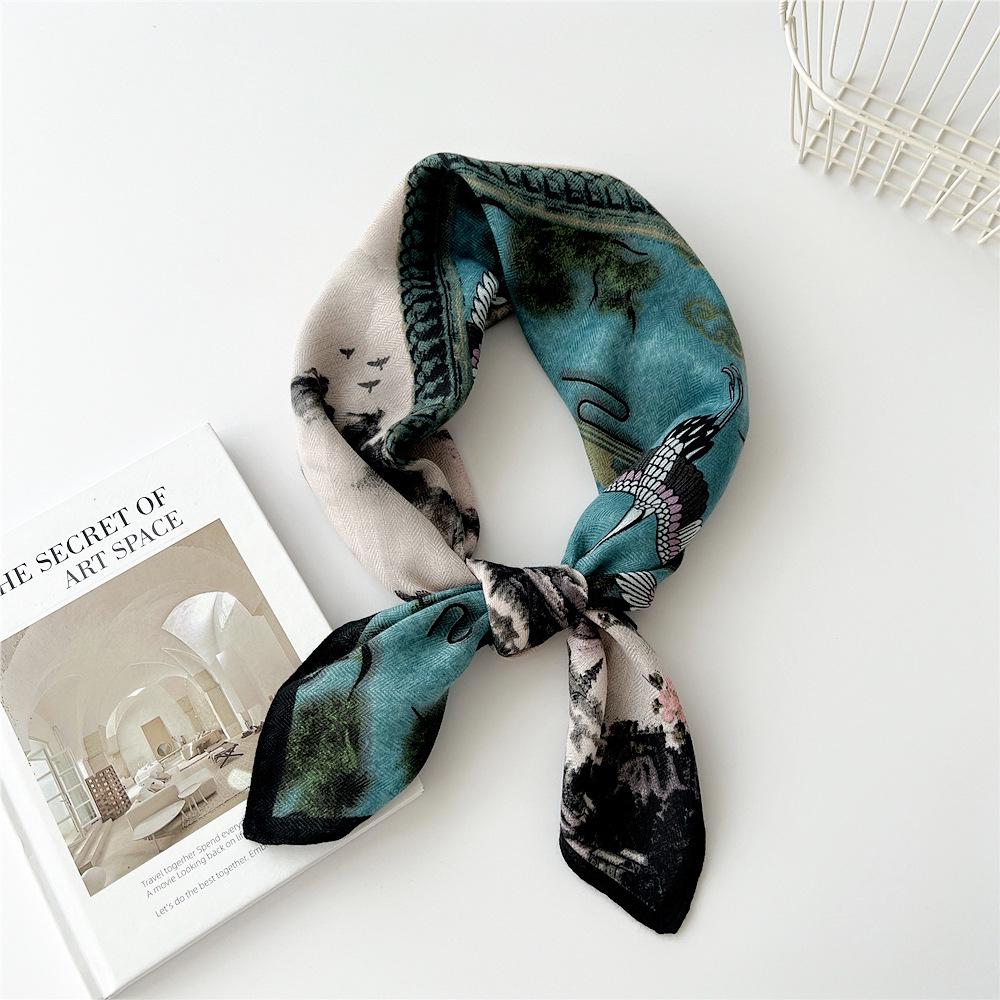 Versatile Women's Silk Cotton Linen Scarf: Fashionable Square Neck Accessory for Spring to Autumn