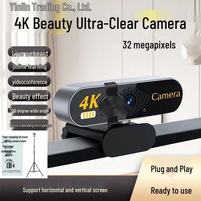 4K USB Desktop Camera & Microphone for Streaming, Online Classes & Meetings