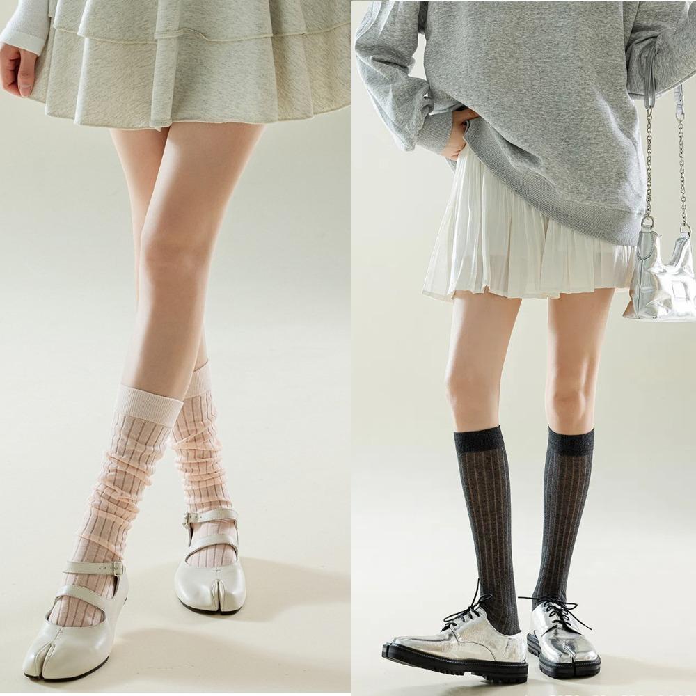 Thin JK Calf Long Socks Knee High Separate Toe Stockings Simple Two Toe Stockings  Spring Summer