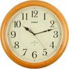 Wall Clock, Radio-Controlled, Brown, Analog, Wood Frame, Always-On Display, Nighttime Secon...