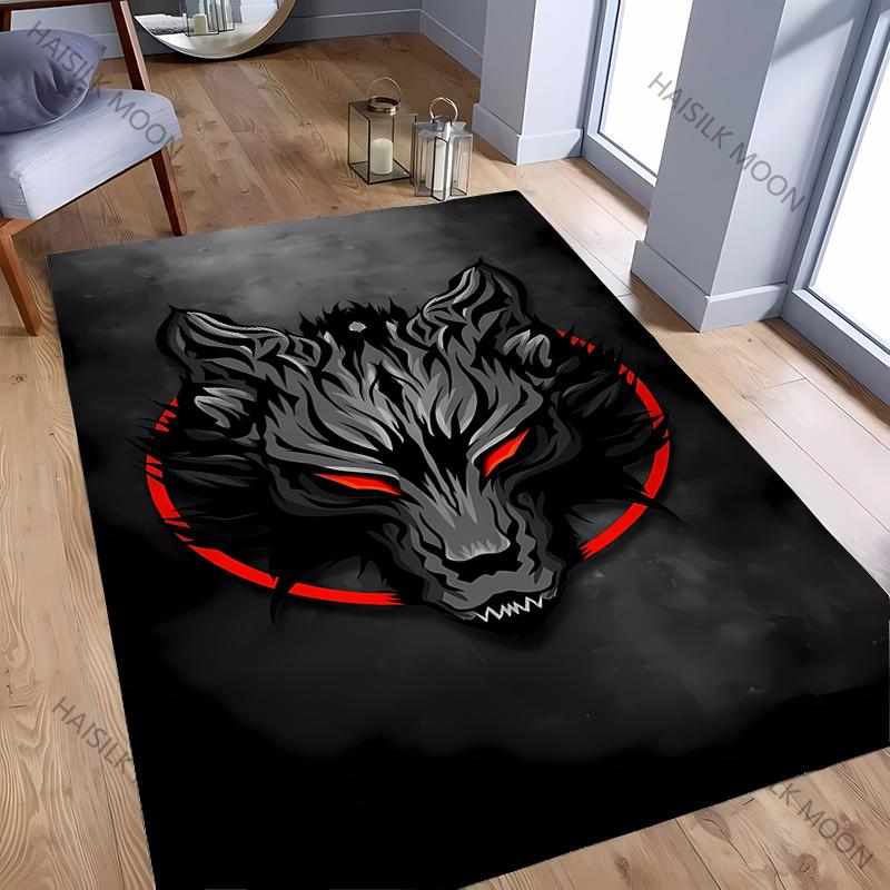 New Arrive!Dark Wolf Head Personality Trendy Cool Carpet Living Room Bedroom Entrance Door Mat Sofa Home Decor Carpet Picnic Rug