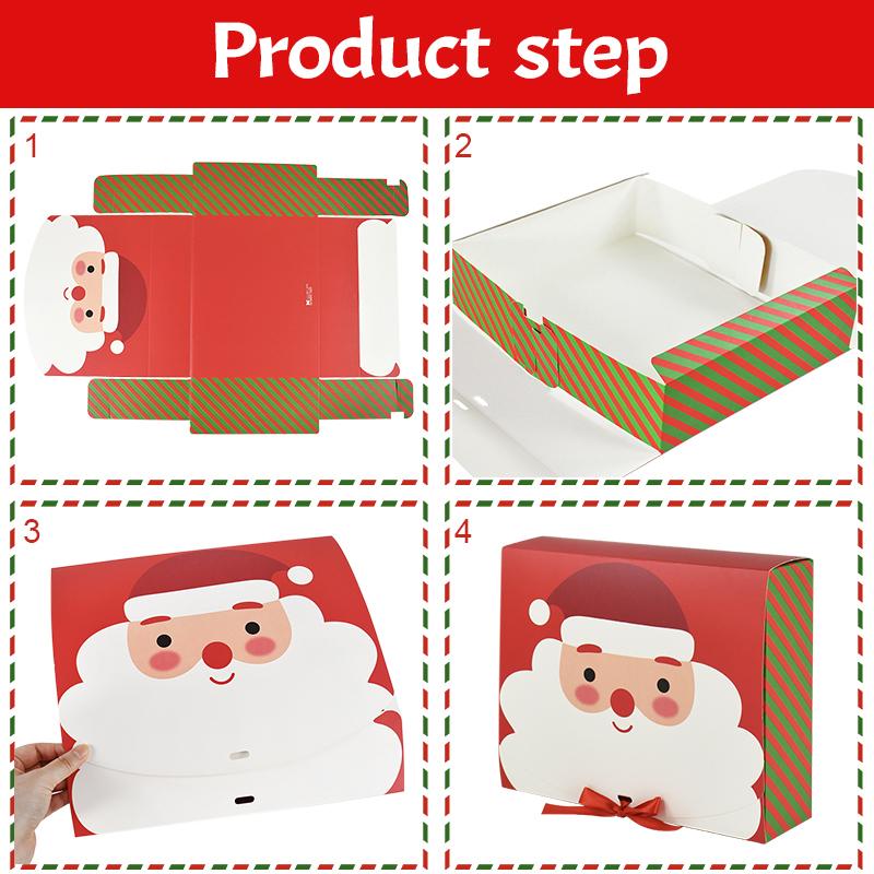 4Pcs Christmas Gift Box Santa Claus Large Cookie Snack Cake Packaging Box Xmas Noel Navidad Kids Gift Home Decor 2025 New Year