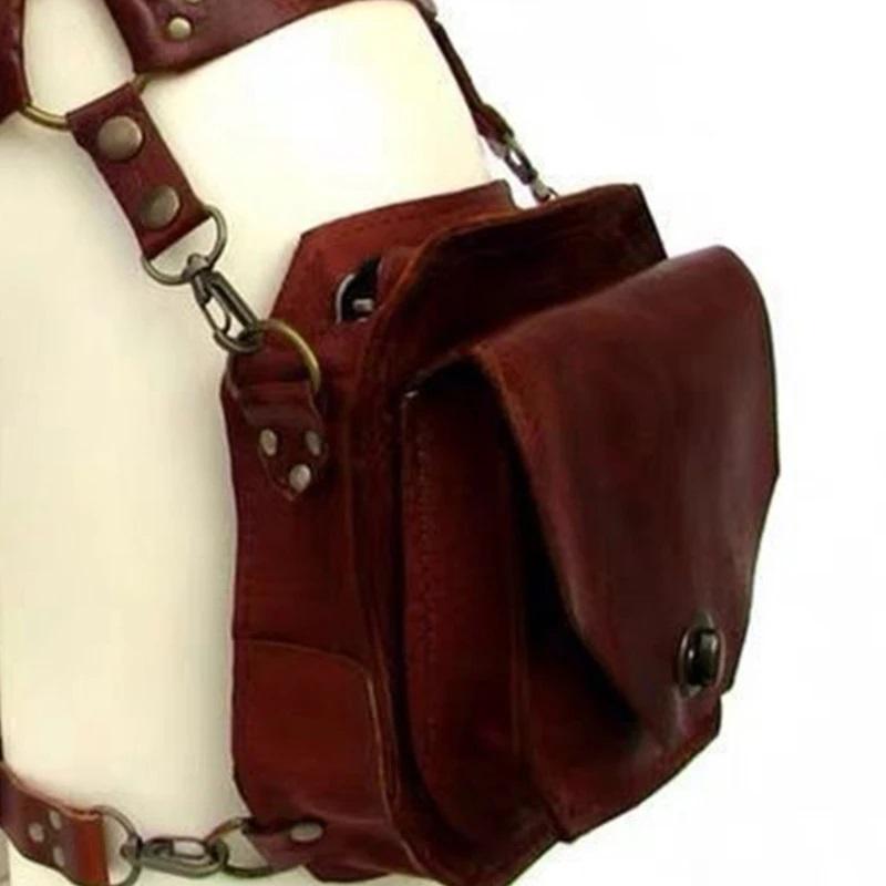 Mittelalterlicher Taillengürtel Drop-Leg-Tasche Oberschenkel Steampunk Taillenpackung PU-Leder Bauchtasche Motorrad Oberschenkel-Geldbörse für Damen