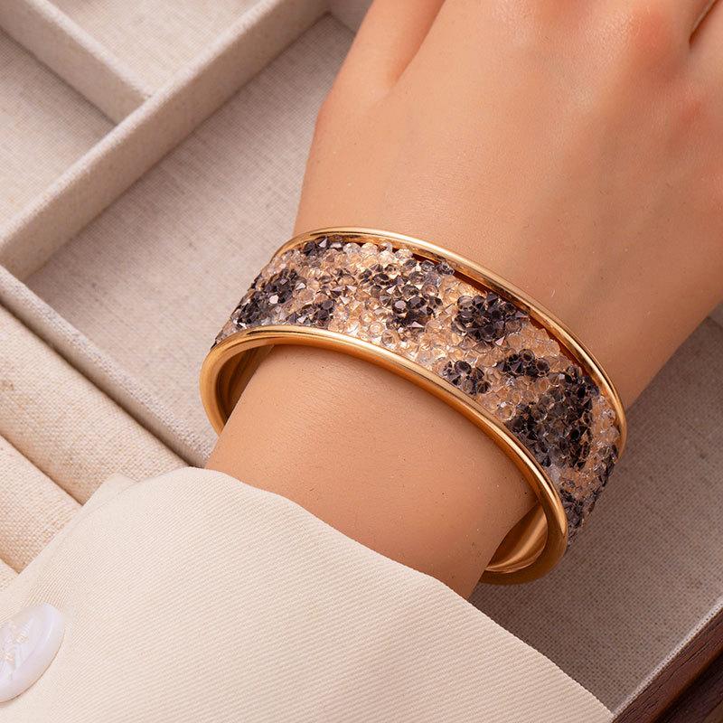 Creative Gradual Change Color Full Diamond Bright Open Bracelet Women Light Luxury Personality Advanced Sense Bracelet
