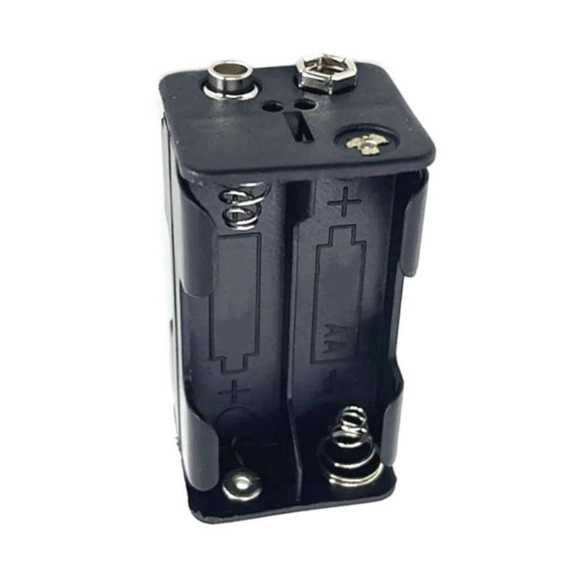 Pack of 5 4xAA Battery Holder Storage Box Case Battery Snap Connector Battery Storage Boxes Black Enclosure with 9V
