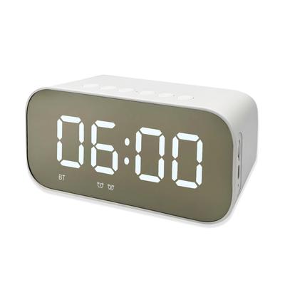 URMORE White Bluetooth Clock Speaker with Music Digital Clock with LED Stylish Desk Clock for Bedside or Tabletop Use In the Bedroom Playback,