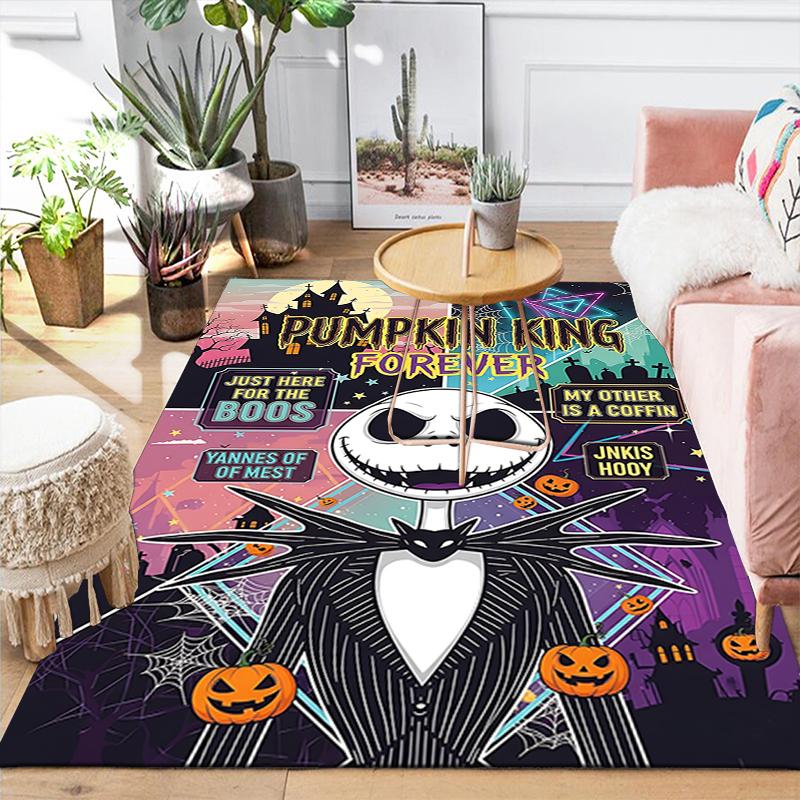 1Pc Pumpkin Halloween Printed Flannel Rug Soft Non Slip Carpet for Bedroom Living Room Office Floor Outdoor Home Decor Xmas Gift H1166