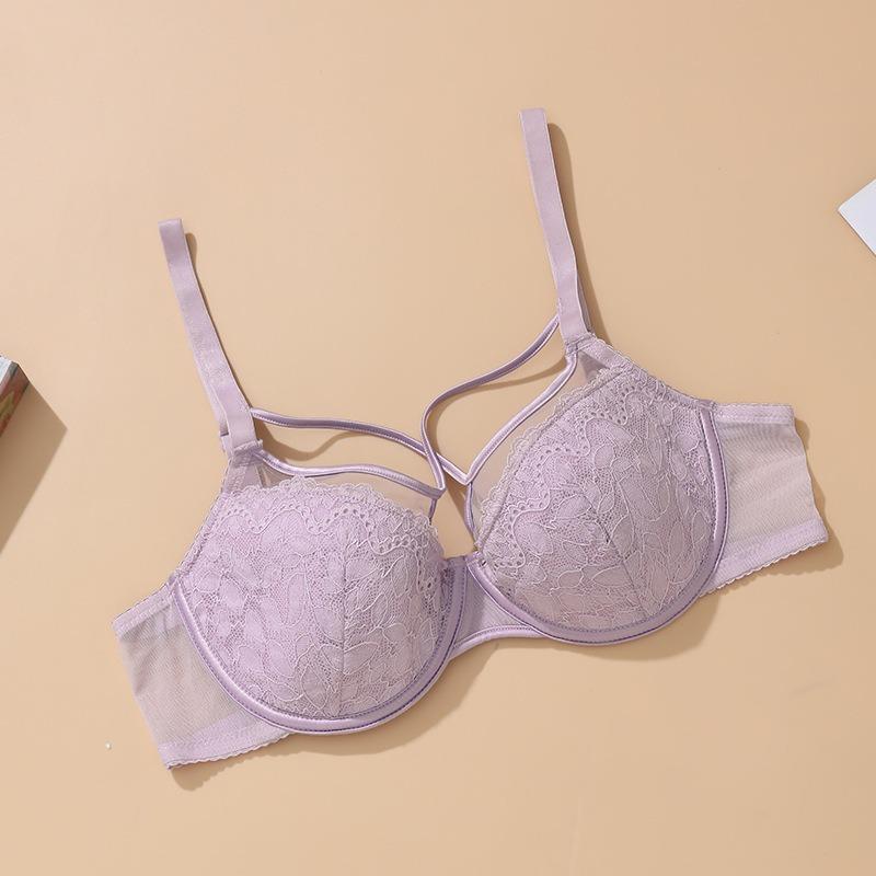French Sexy Lace Big Chest Small Underwear Women's Push-up Anti-sagging Breathable Thin Bra