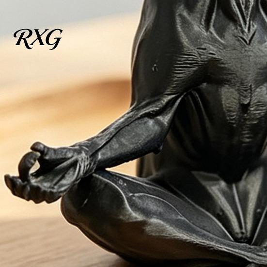 Creative PLA Plastic Ornaments 3D Printed Meditating Dog Statue, Zen Sitting Puppy Figurine for Modern Living Room Table Decor Home Decor, Animal