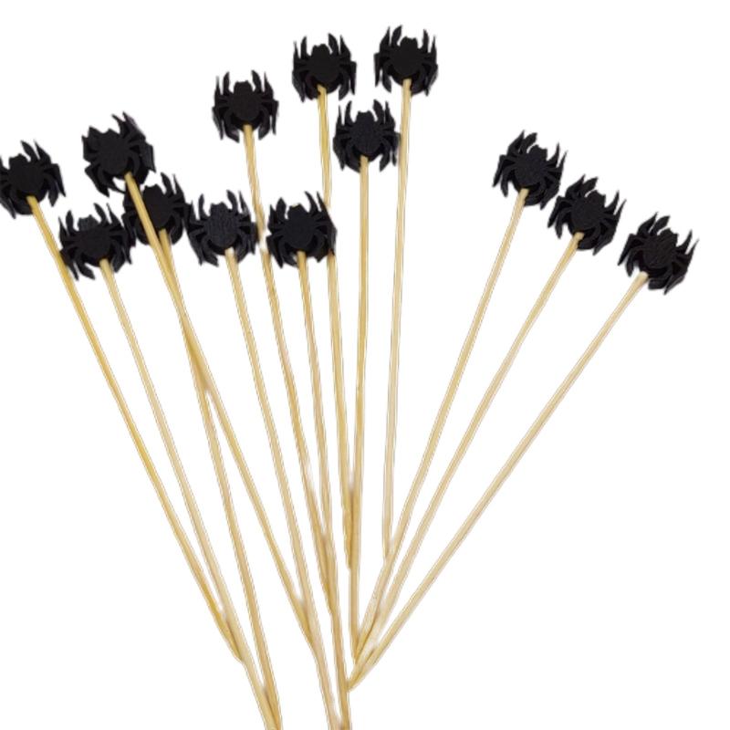 100Pcs Bat Spiders Pumpkin Toothpicks Wood Appetizer Skewers Sticks Food Pick for Halloween Holiday Party Food Fruit