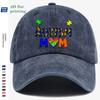 pc Autism Themed Puzzle Print Baseball Cap Colorful Puzzle Letters AUTISM with Heart Puzzle And MOM Lettering MotherS Da