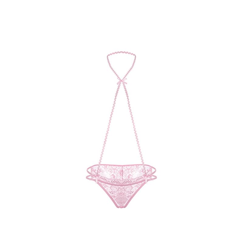 Female Summer Fashionable Pure Desire LACE Hang Neck Half Pack Hip Low Waist Triangle Briefs