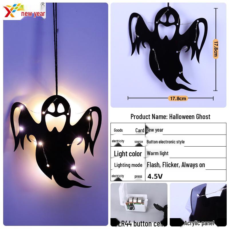 Halloween LED Pumpkin & Ghost String Lights: Spooky Room Décor with Flashing Ornaments