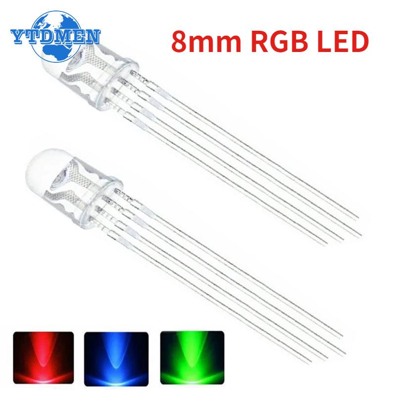 

10PCS 8mm RGB LED Common Cathode/Anode Multicolor Emitting Diode 4 Pin DIY Lamps Electronics Components Light Indicator Cathode