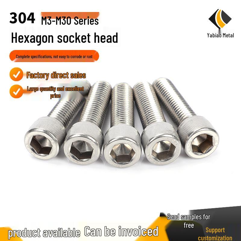 304 Stainless Steel Hex Socket Head Cap Screws for Photovoltaic Use DIN912 M3-M6
