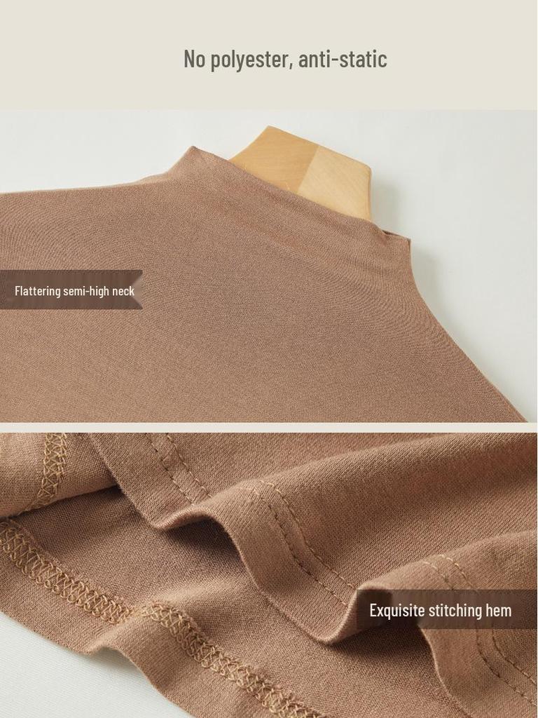 Versatile Mock Neck Long Sleeve Base Layer Shirt for Women - Slim Fit, Wear Alone or As Innerwear