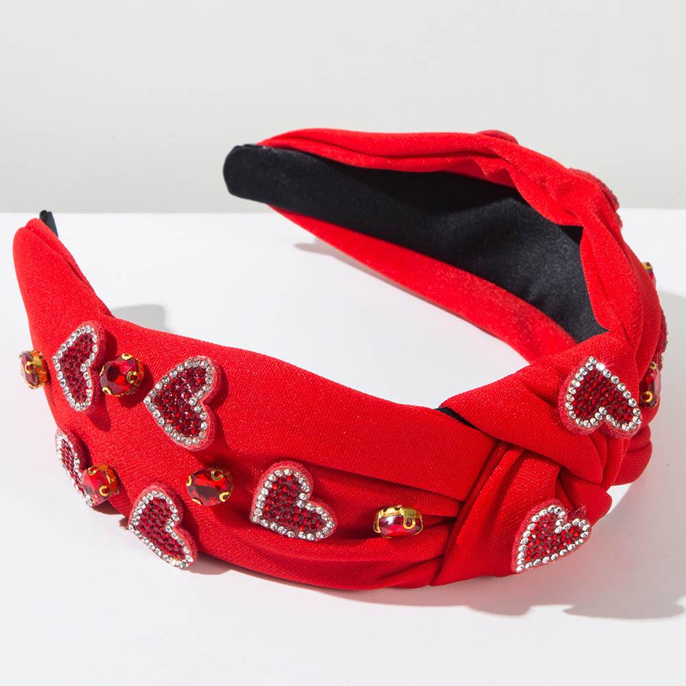 Pink Love Heart Pearl Knot Hairband Wide Headband Hair Accessories Festival Valentine's Day Shiny Headwear for Women Girls Gift