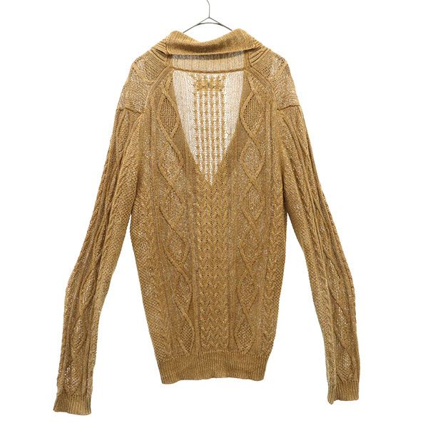 EDIFICE linen Long sleeve knit cardigan 46 khaki Men's Used