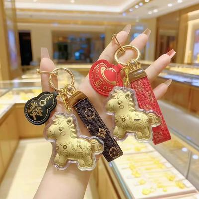 Portachiavi e Ciondolo per Telefono in Oro Puro 999 Anno del Cavallo 2026 Regalo